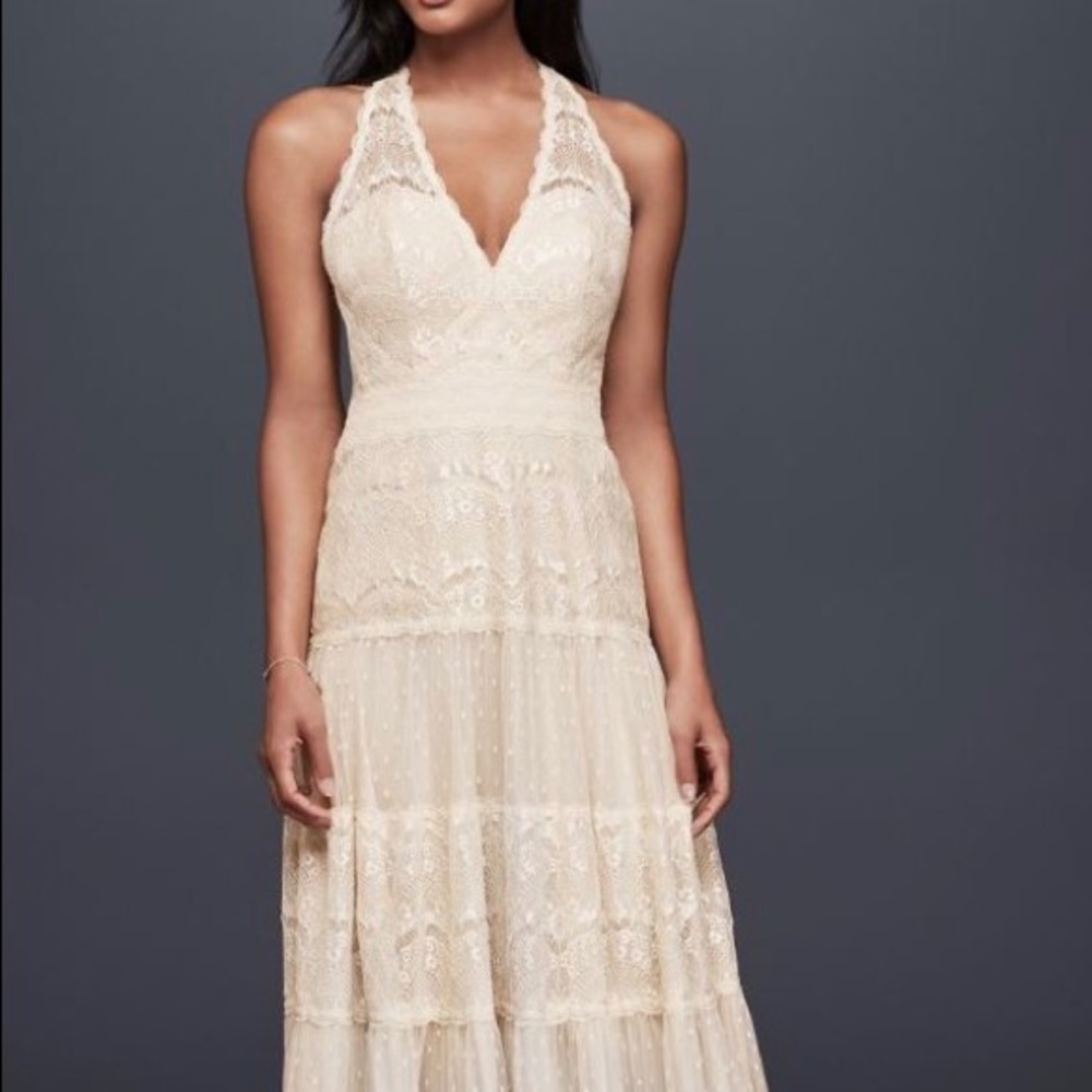 Lace Ivory Wedding Dress V Neck