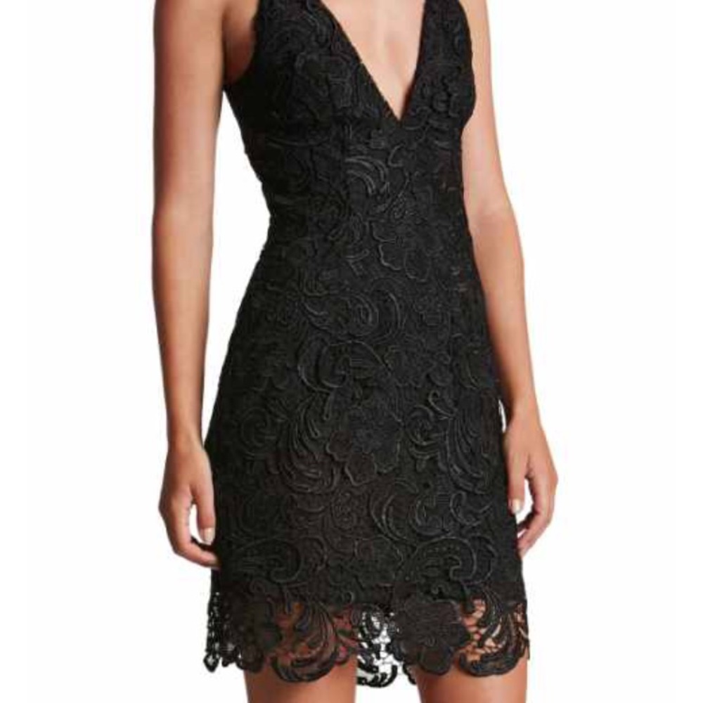 French Lace Illusion Hem Mini Dress