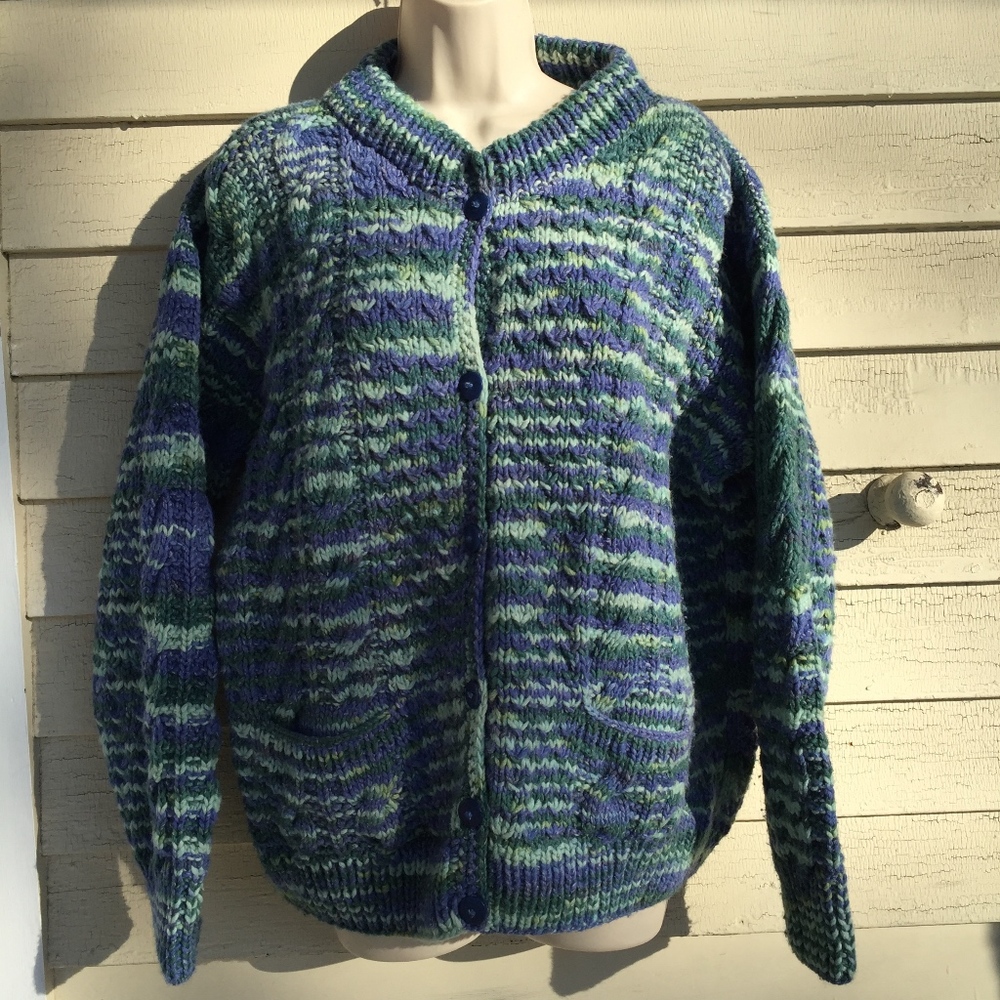 THE SWEATER VENTURE wool/cotton hand knit cardigan