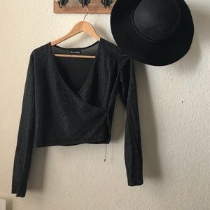 Glittery long sleeve crop top