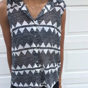 H&M black and white button down