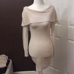 Marciano Off Shoulder Cream Sweater Dress
