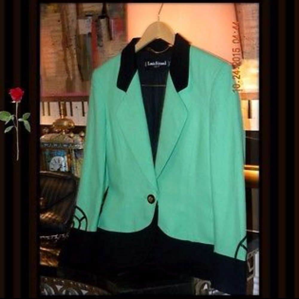 Louis Feraud Couture Mint Green Cashmere Jacket