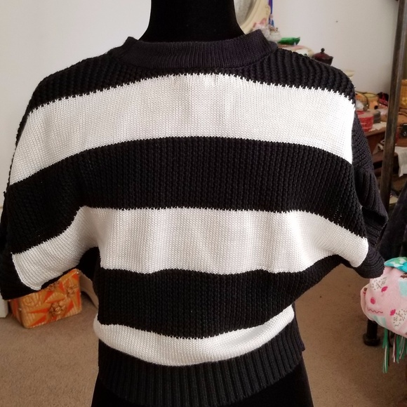 Worthington Womens Black & White Stripe Crop Sweater Size Lg - Picture 3 of 7