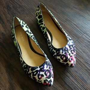 Rainbow leopard print flats