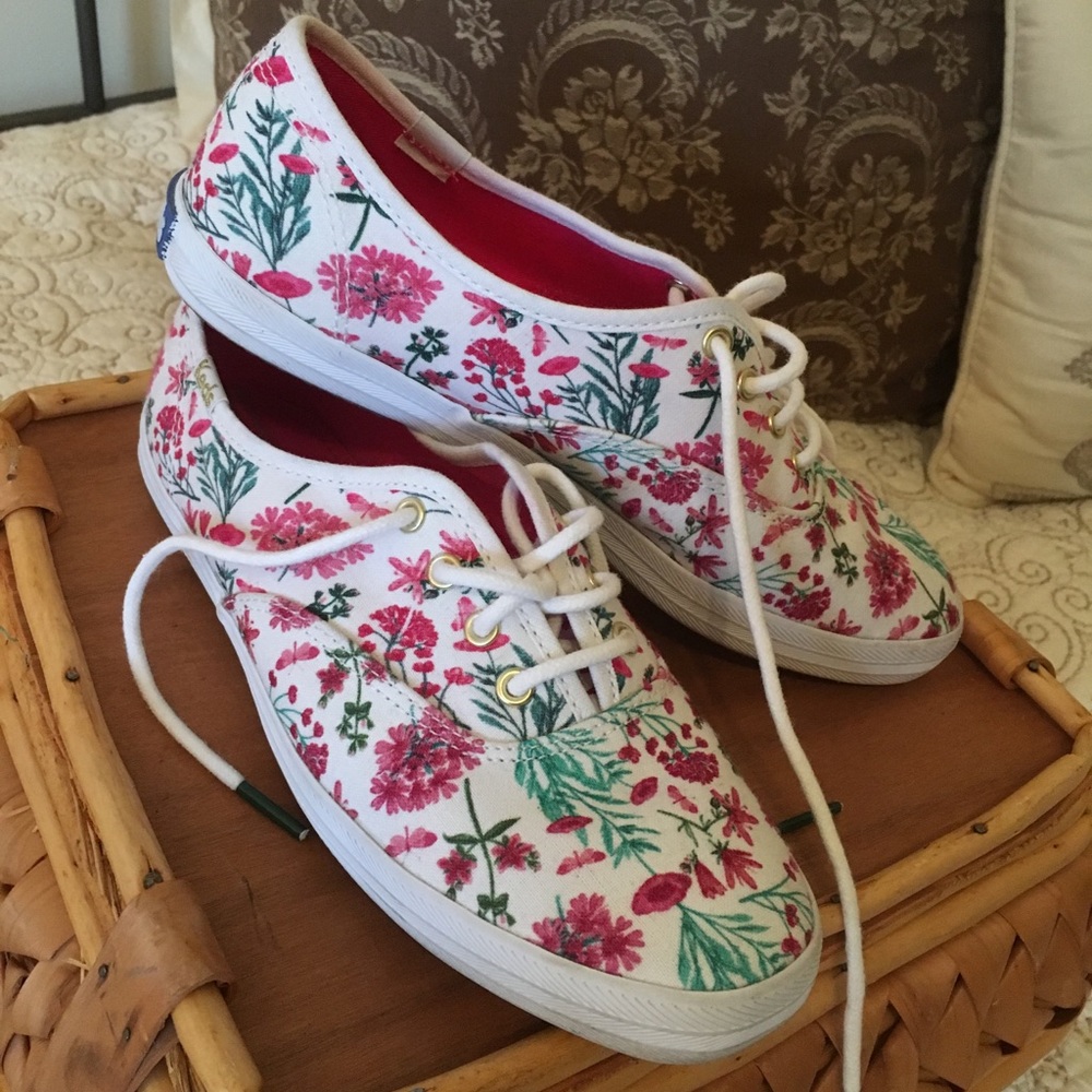 Pink and white Keds