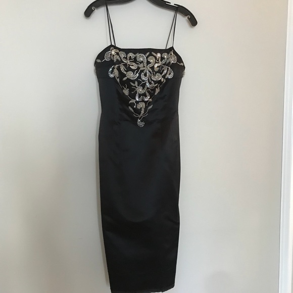 MR Blackwell Satin Dress - Sz 6 Embellished top - Picture 6 of 13