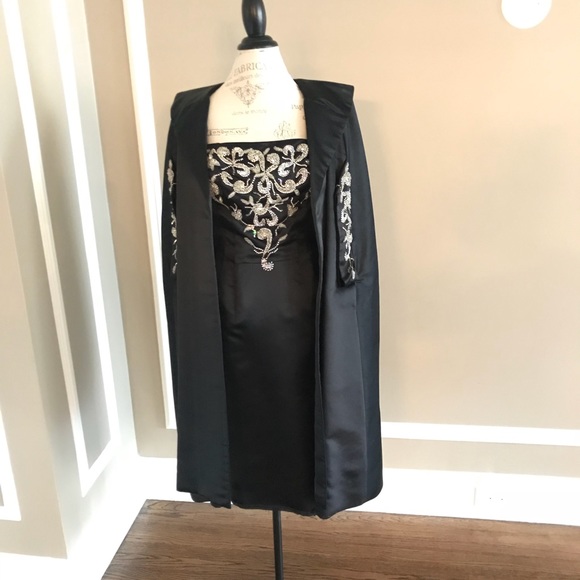 MR Blackwell Satin Dress - Sz 6 Embellished top - Picture 2 of 13