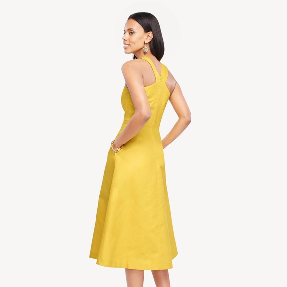 NWT Ann Taylor yellow halter midi dress - Picture 2 of 5