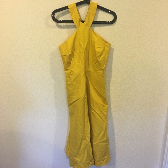 NWT Ann Taylor yellow halter midi dress - Picture 3 of 5