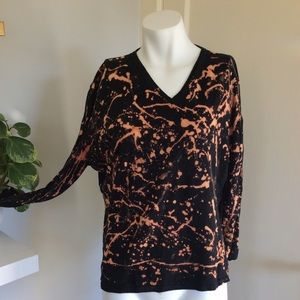 diy distressed bleach dyed black long sleeve shirt