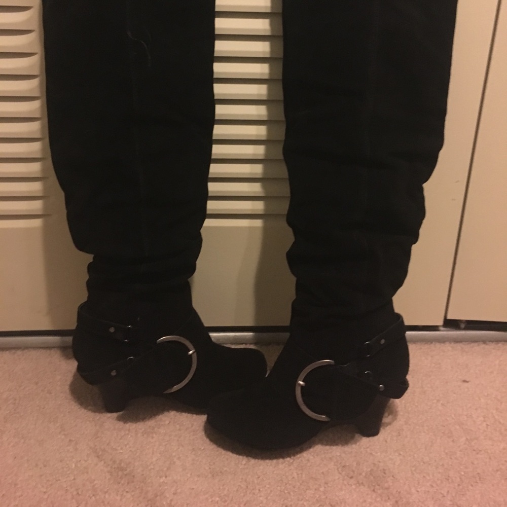 Black thigh high boots