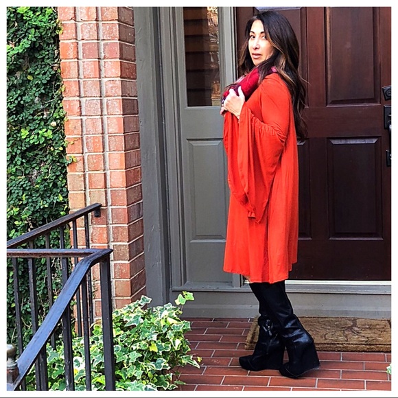 ♦️LAST ONE SALE♦️Bell sleeves rust swing dress - Picture 7 of 8