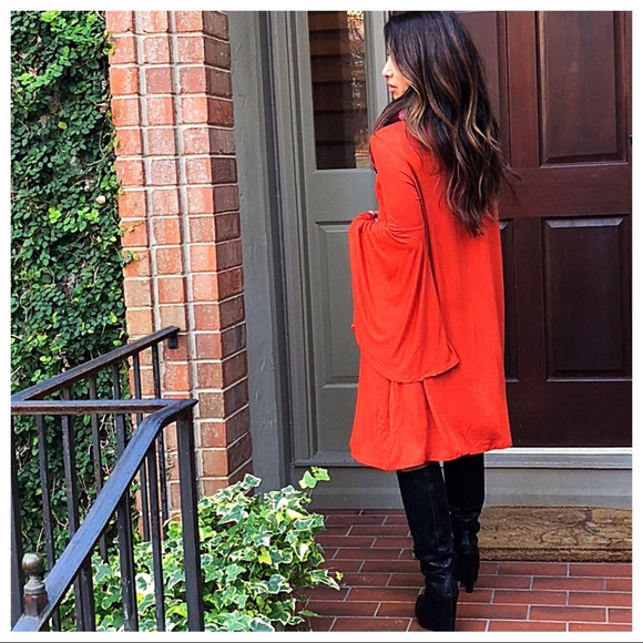 ♦️LAST ONE SALE♦️Bell sleeves rust swing dress - Picture 8 of 8