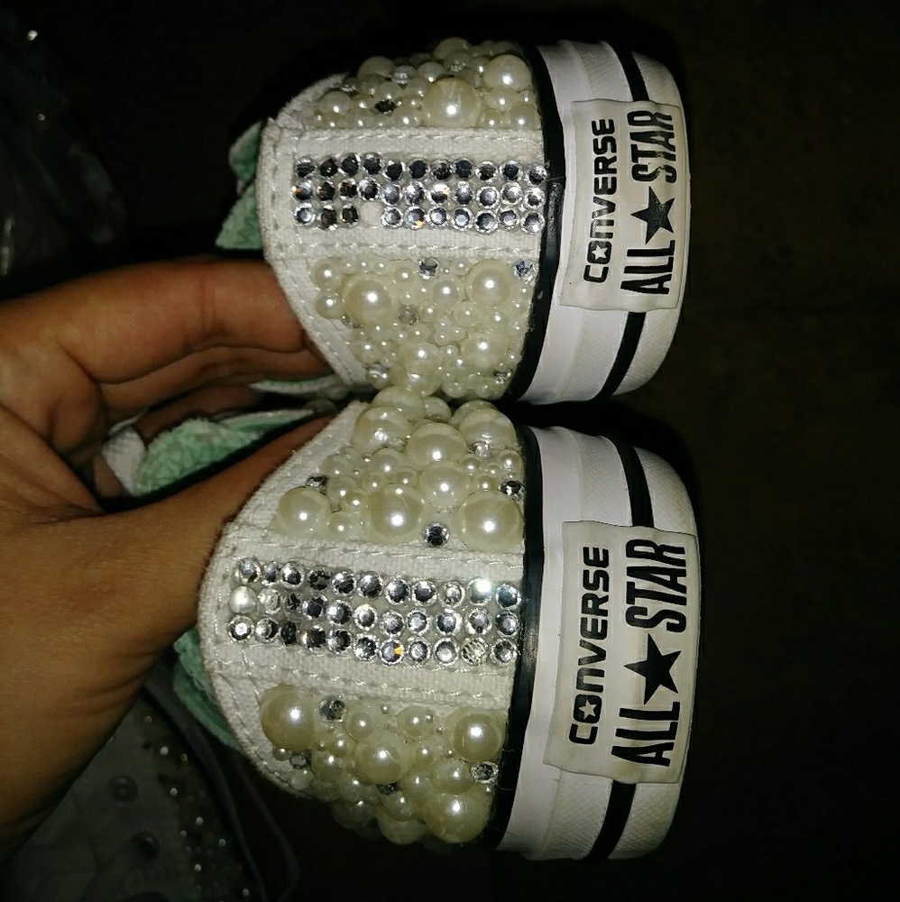 Converse with pearls and swarvowski crystals