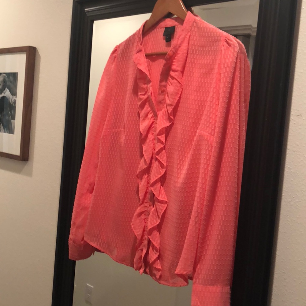 Coral blouse. Fun fabric