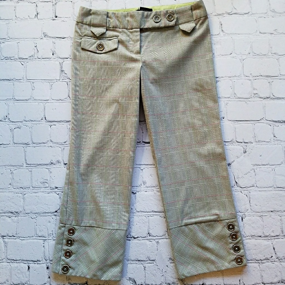 Zinc Plaid Grey Pink Green Summer Capris Size 0