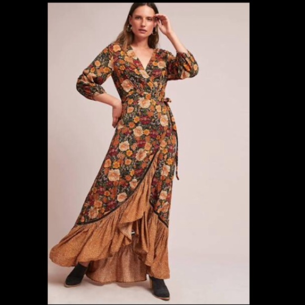 Anthropologie Farm Rio Madrid Wrap Maxi Dress