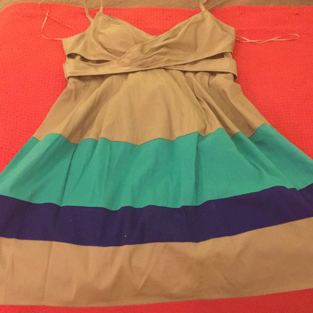 ReducedJessica Simpson cross bodice tan dress!!!!!