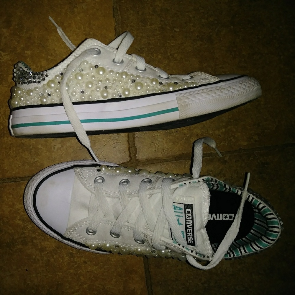 Girls converse with pearls and swarvowski crystals