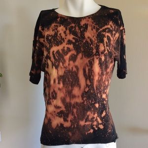 diy black bleach tie dyed half sleeve top.