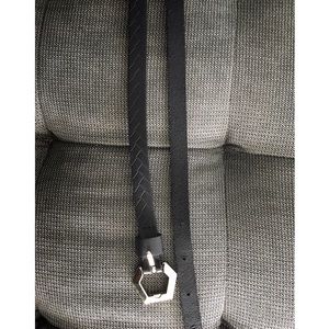 Dainty black leather belt