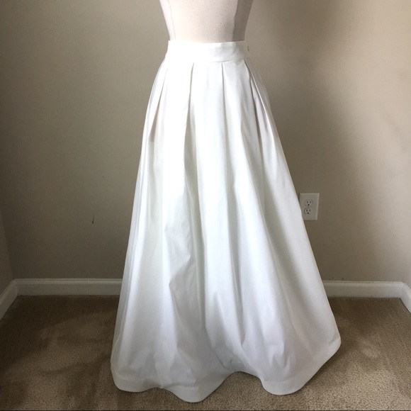 taffeta ball pleated ecru maxi skirt size 8 - Picture 2 of 6