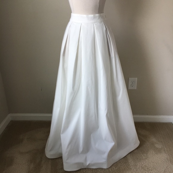 taffeta ball pleated ecru maxi skirt size 8 - Picture 3 of 6