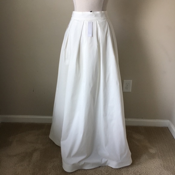 taffeta ball pleated ecru maxi skirt size 8 - Picture 4 of 6