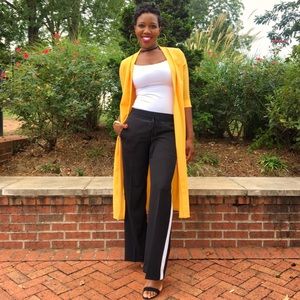 New York & Company Black/White Palazzo Track Pants