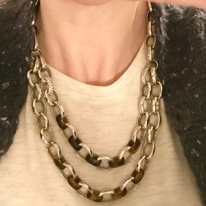 Ann Taylor tortoise shell and silver necklace