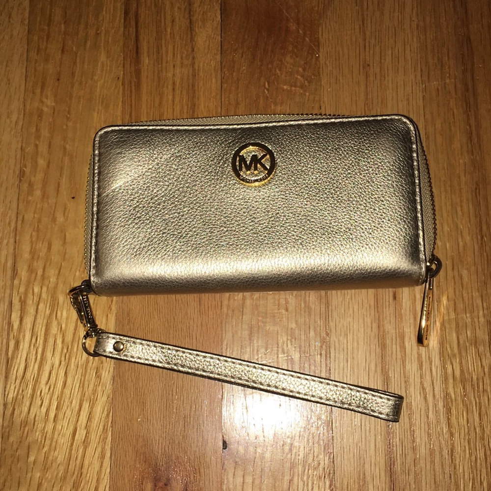 Michael Kors, Gold Metallic Cell Phone Wristlet
