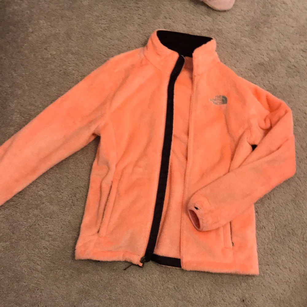 Light Orange Fuzzy Soft North Face Jacket
