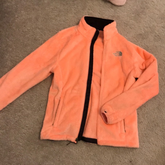Light Orange Fuzzy Soft North Face Jacket - Picture 1 of 8