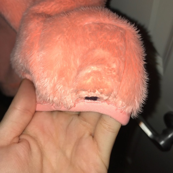 Light Orange Fuzzy Soft North Face Jacket - Picture 7 of 8