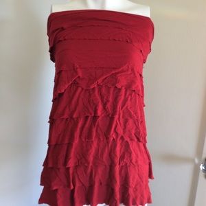 red diy layered frill dress
