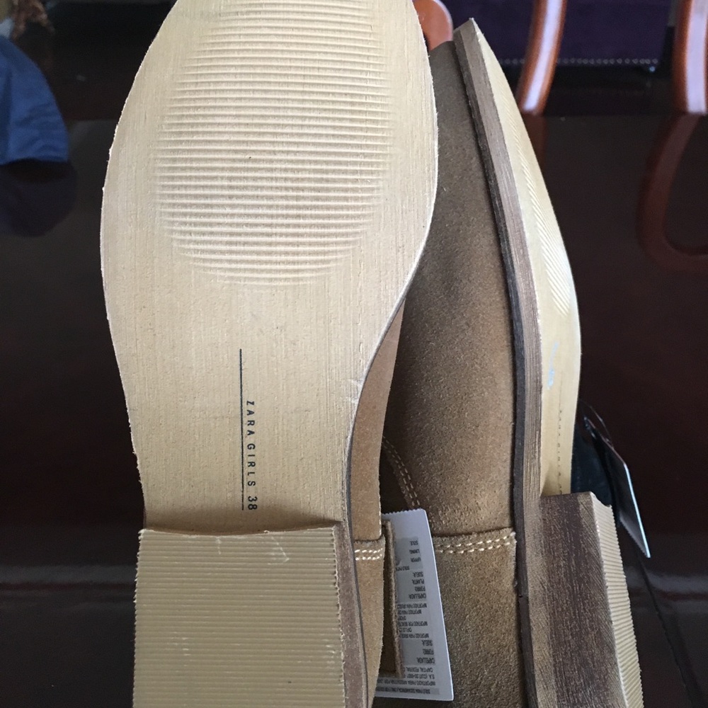 Zara tan leather bootie - New