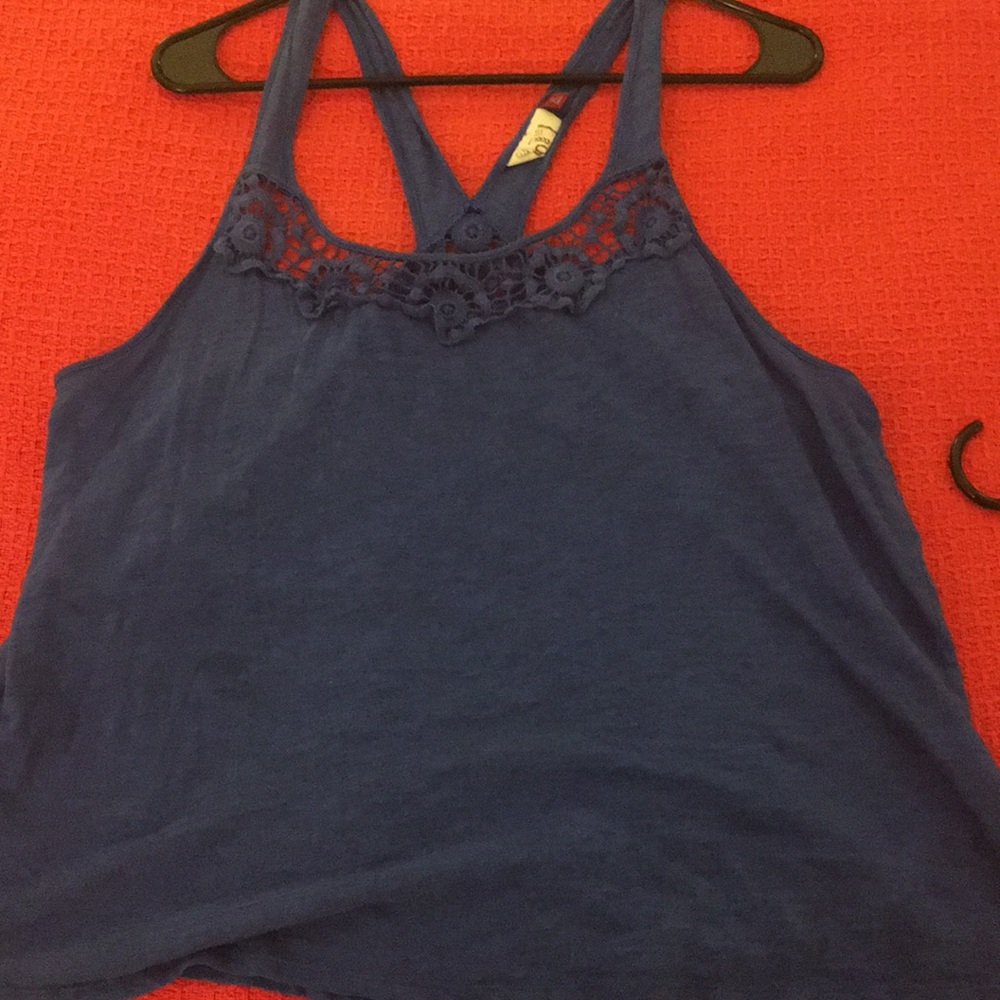 Royal blue tank with lace backing