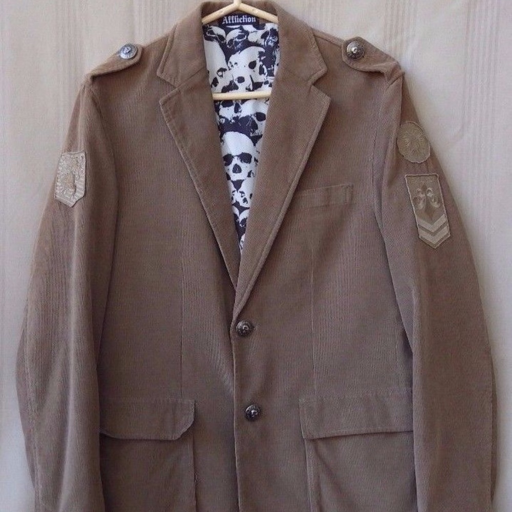 Affliction Red Label Premium Corduroy Skull Jacket