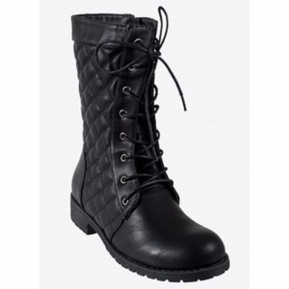 SALE! Black Quilted Combat Boots - Picture 7 of 7