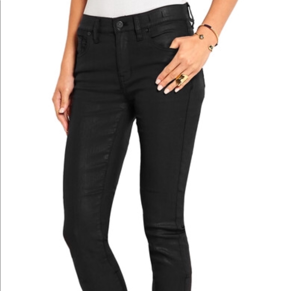 Madewell skinny skinny coated motorcycle jeans