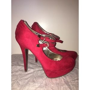 Red Strappy platform heels size 9