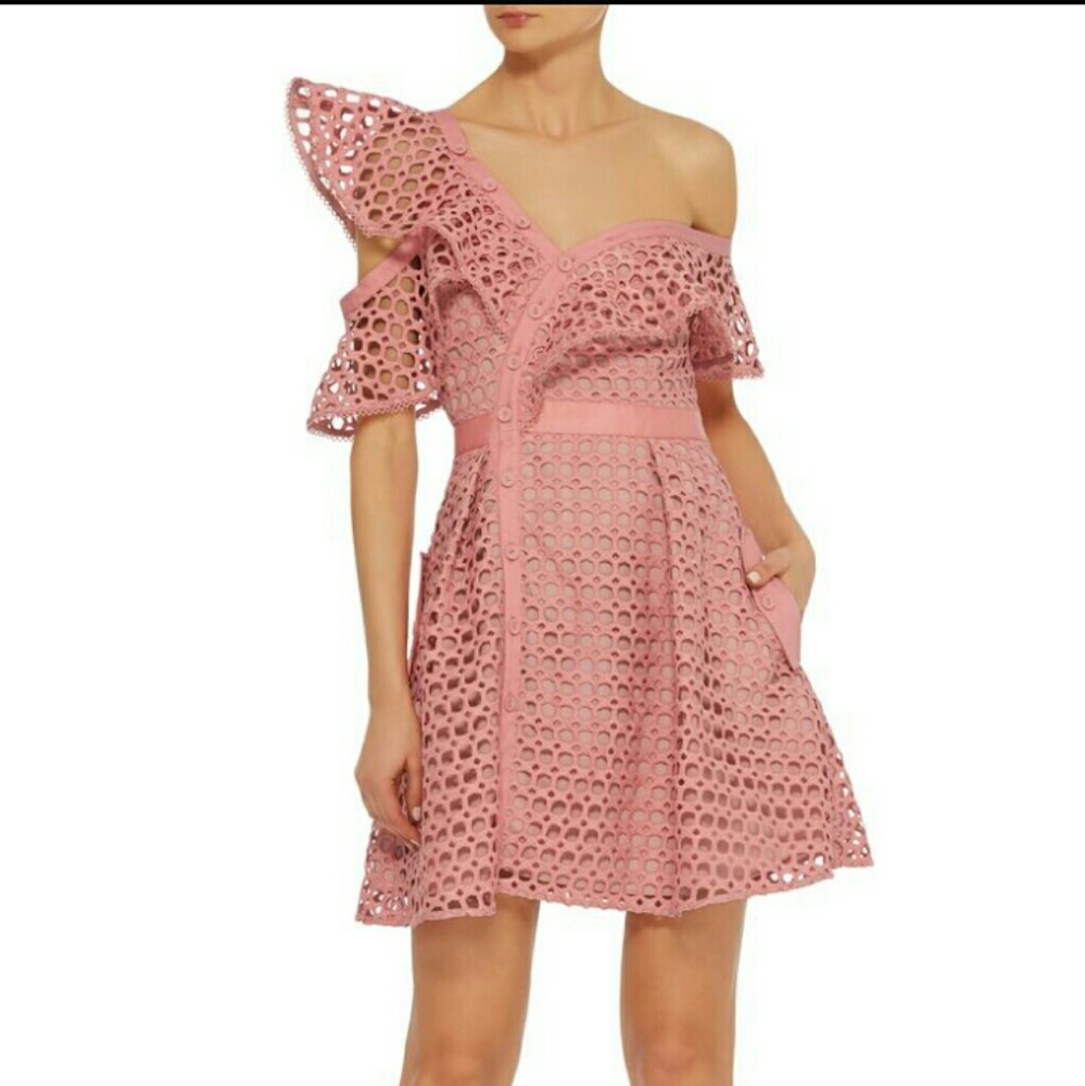 2018 design Pink lace dress