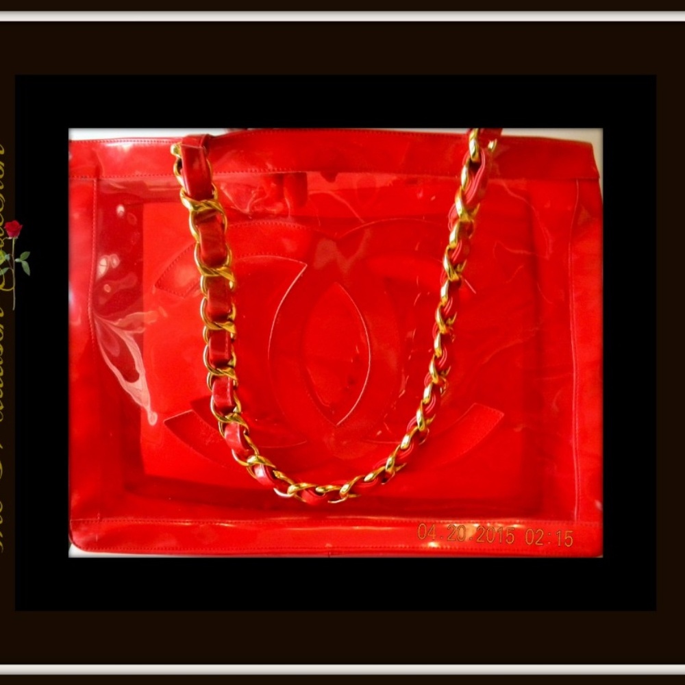 Chanel Red Patent Leather and Vinyl Shoulder
