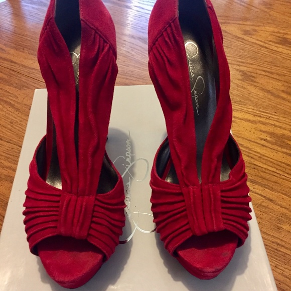 Jessica Simpson Shoes - *Price Drop* Jessica Simpson Red Suede Heels