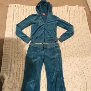 Blue Juicy Couture velour hoodie and pants