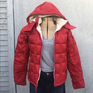 Bass Down Red Puffy Winter Jacket