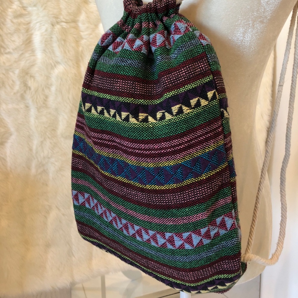 New Display Multicolored Drawstring Knit Hippy Bag - image 4