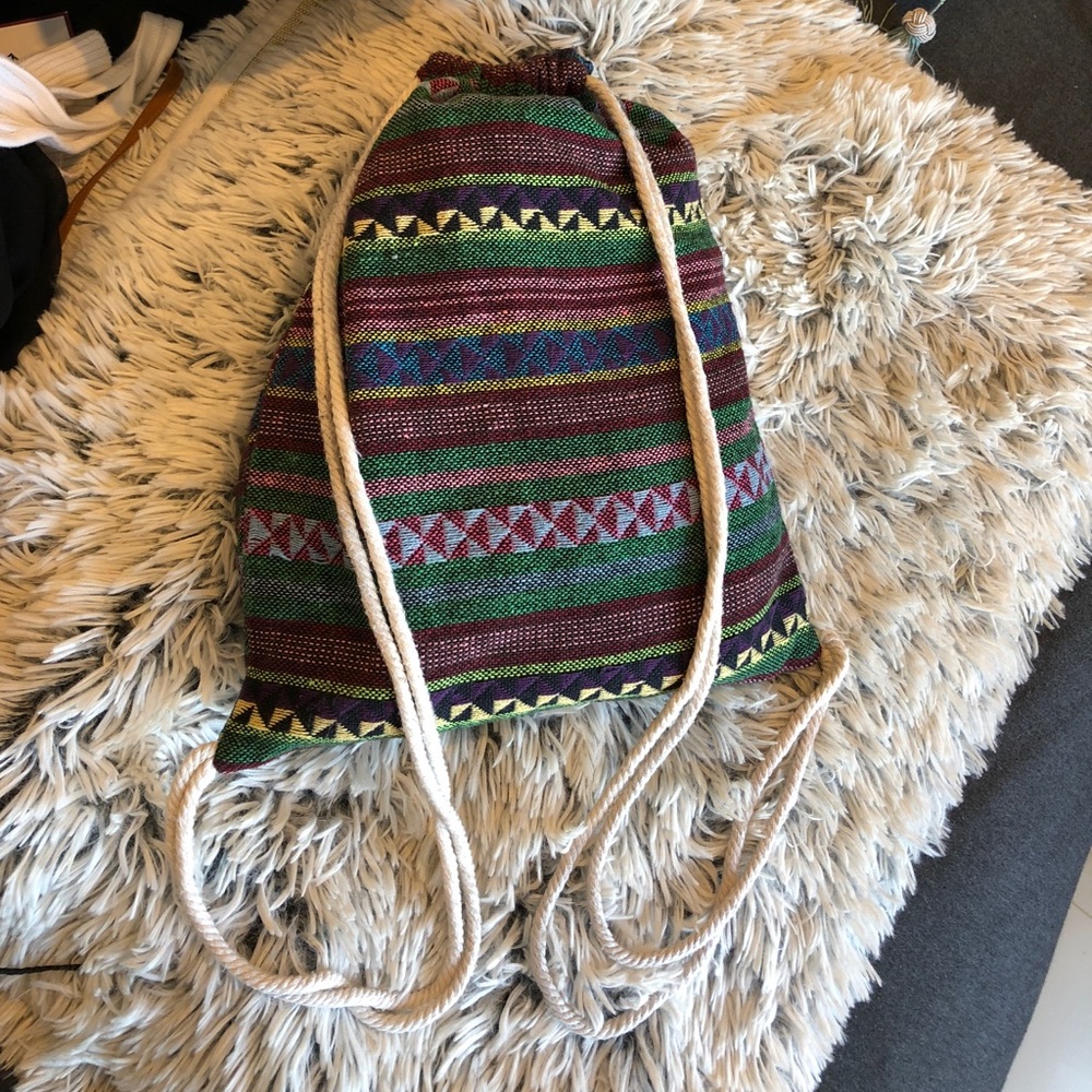 New Display Multicolored Drawstring Knit Hippy Bag - image 3