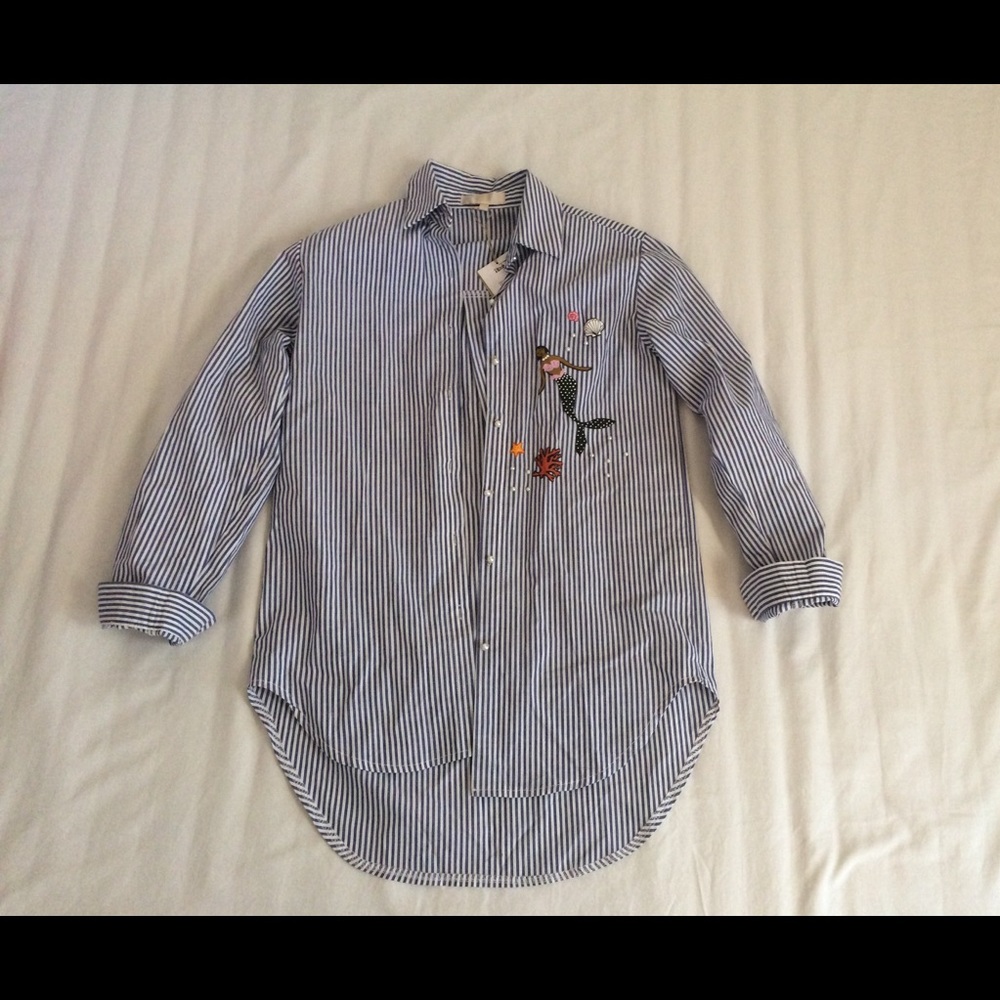 Button down shirt with blue stripes